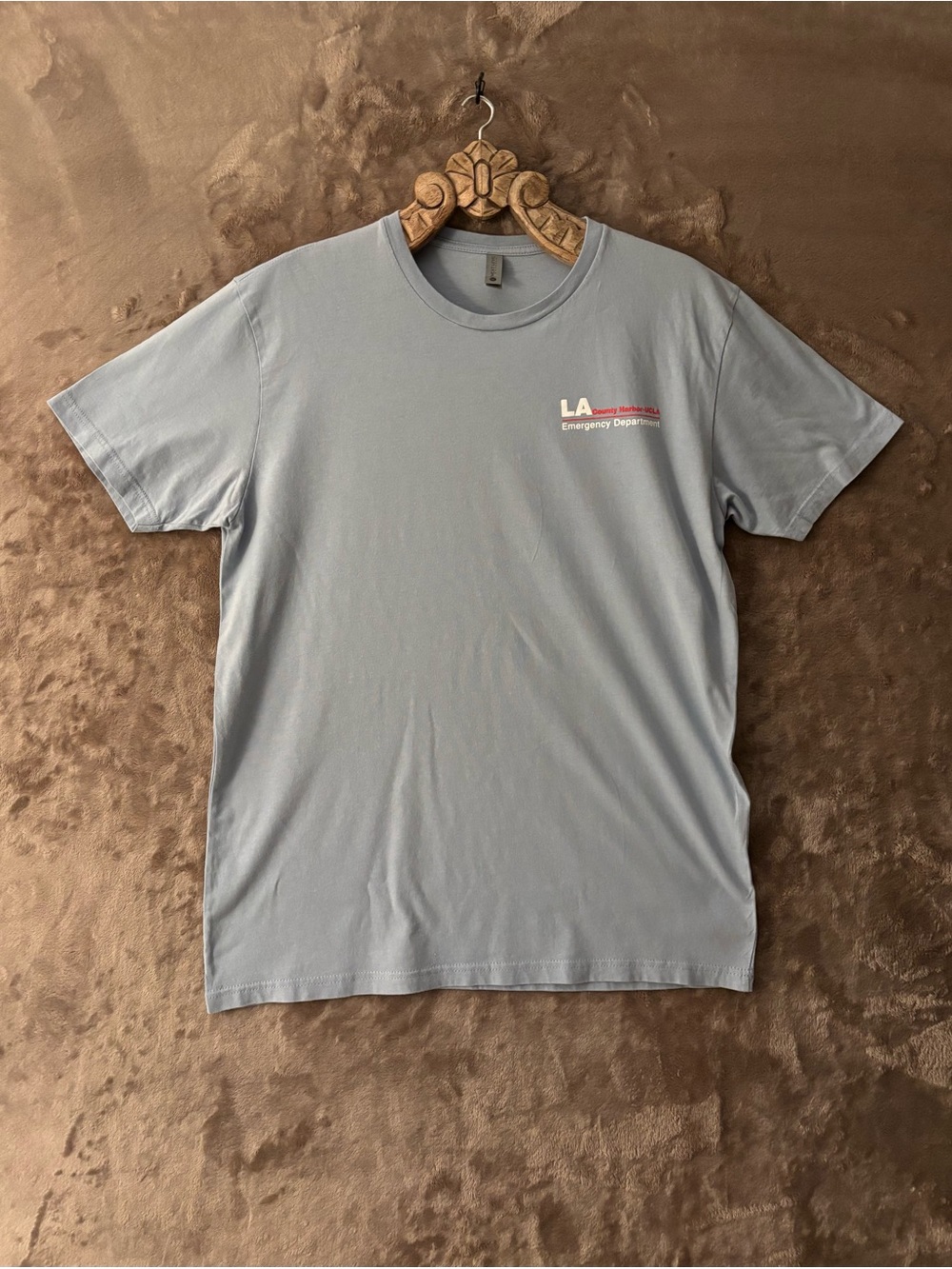 Next Level Apparel Light Blue LA Emergency Department Crew Tee Women’s Size L
